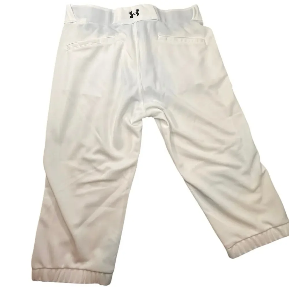 Under Armour Softball Pants Elastic Cuffed Belt Loop Knicker White Large